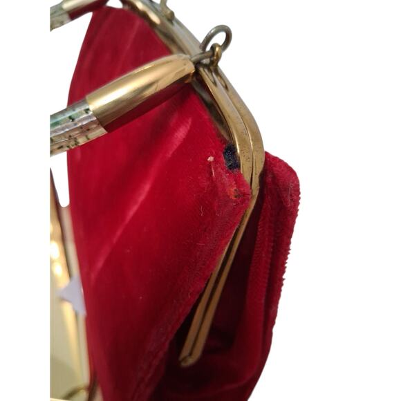 Vintage 1940's Lin Bren Womens Velvet Old Money Elegant Pull up Handle Purse - Picture 4 of 12